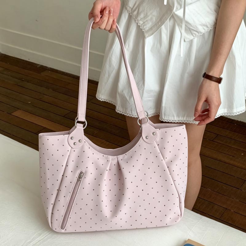 Korean Polka Dot Shoulder Tote - огляд і ціна Leather Work Duffle Bag
