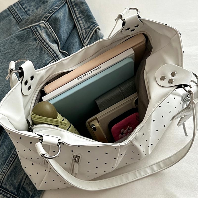 Korean Polka Dot Shoulder Tote - огляд і ціна Leather Work Duffle Bag